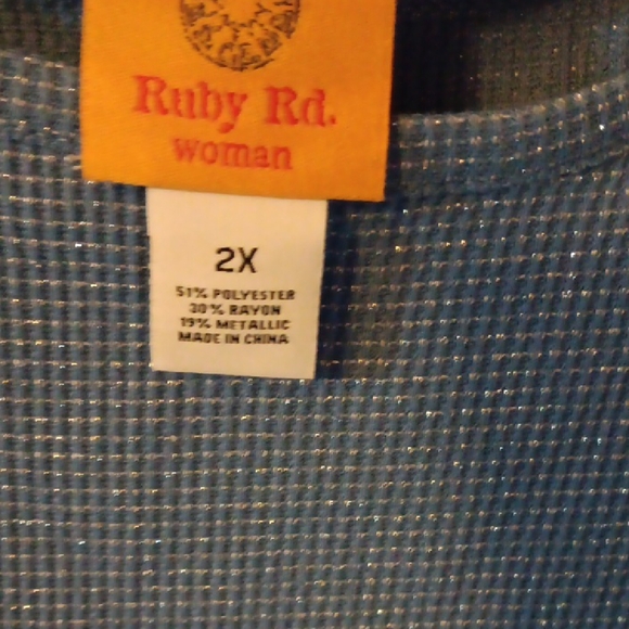 Ruby Rd. Shimmering Blue Knit Top - Picture 2 of 5